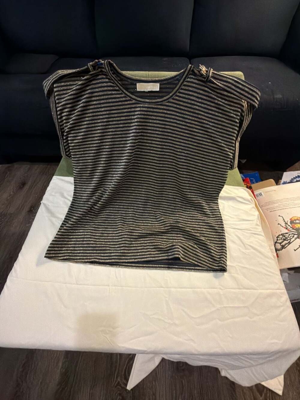 Michael Michael Kors Metallic Striped Top Black Gold